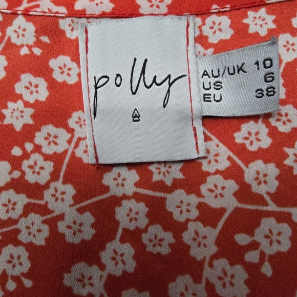 Princess Polly Romper Virgo Tie Front Cut Out Playsuit Ditzy Floral Red Size 6 - Picture 3 of 10